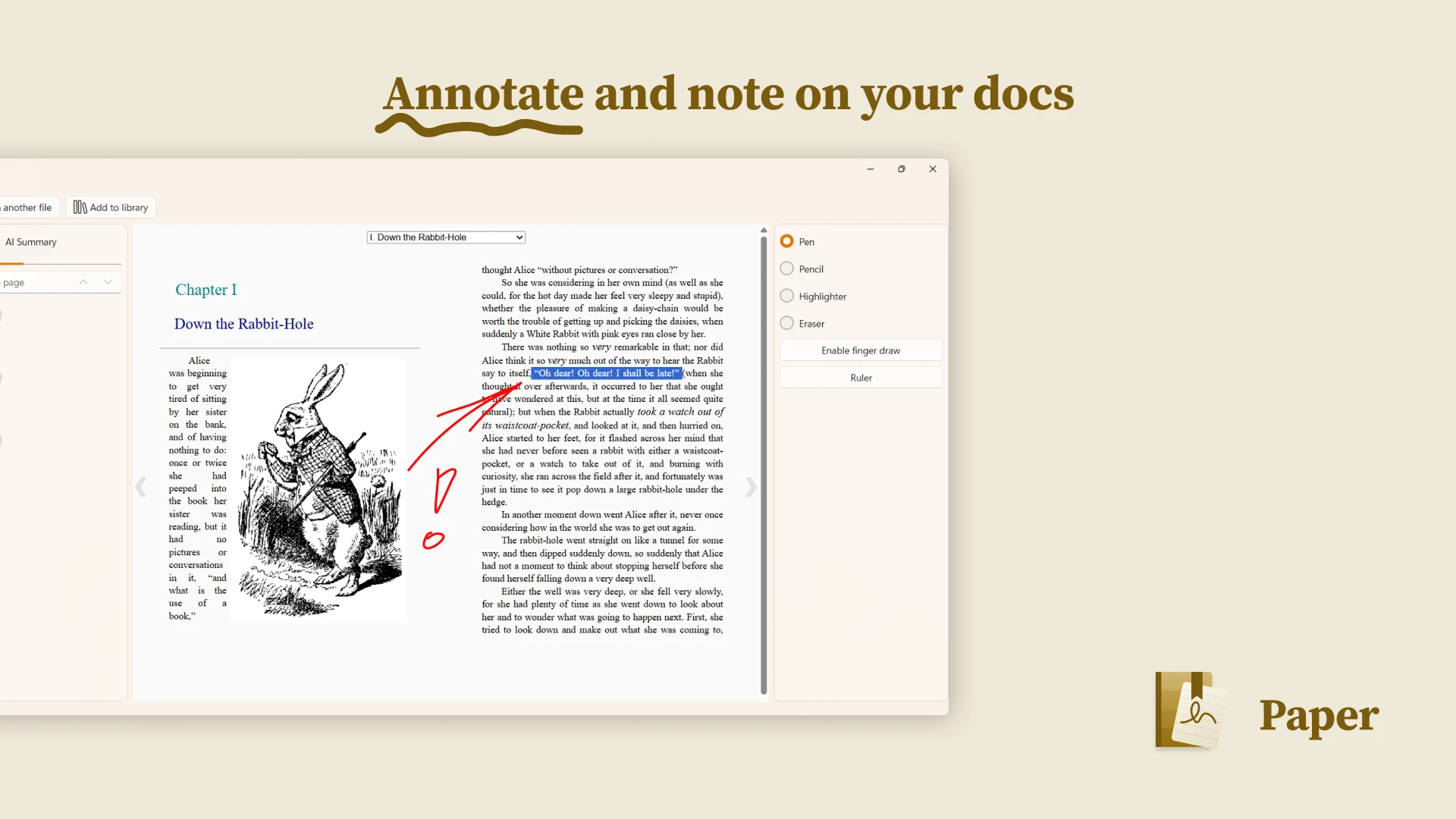A handwritten annotation on a PDF in Paper