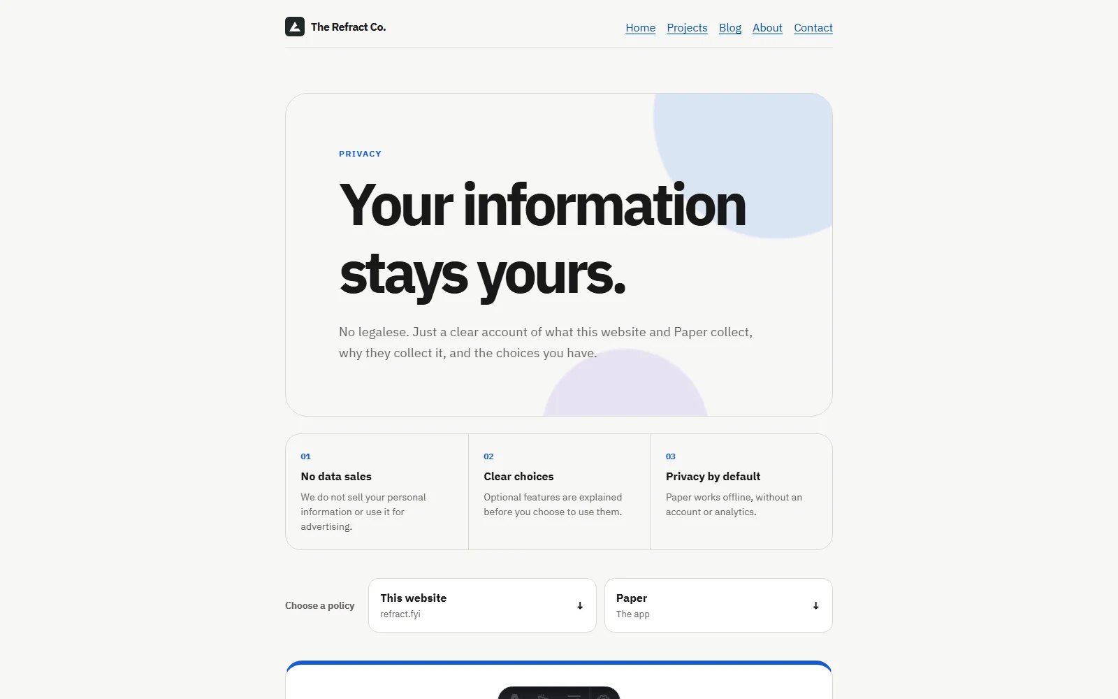The Refract Co. privacy page
